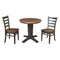 International Concepts 30 in. Solid Wood Round Top Pedestal Dining Table with 2 Chairs in Washed/Coal K45-30RT-23B-C617-2 - alternate 1